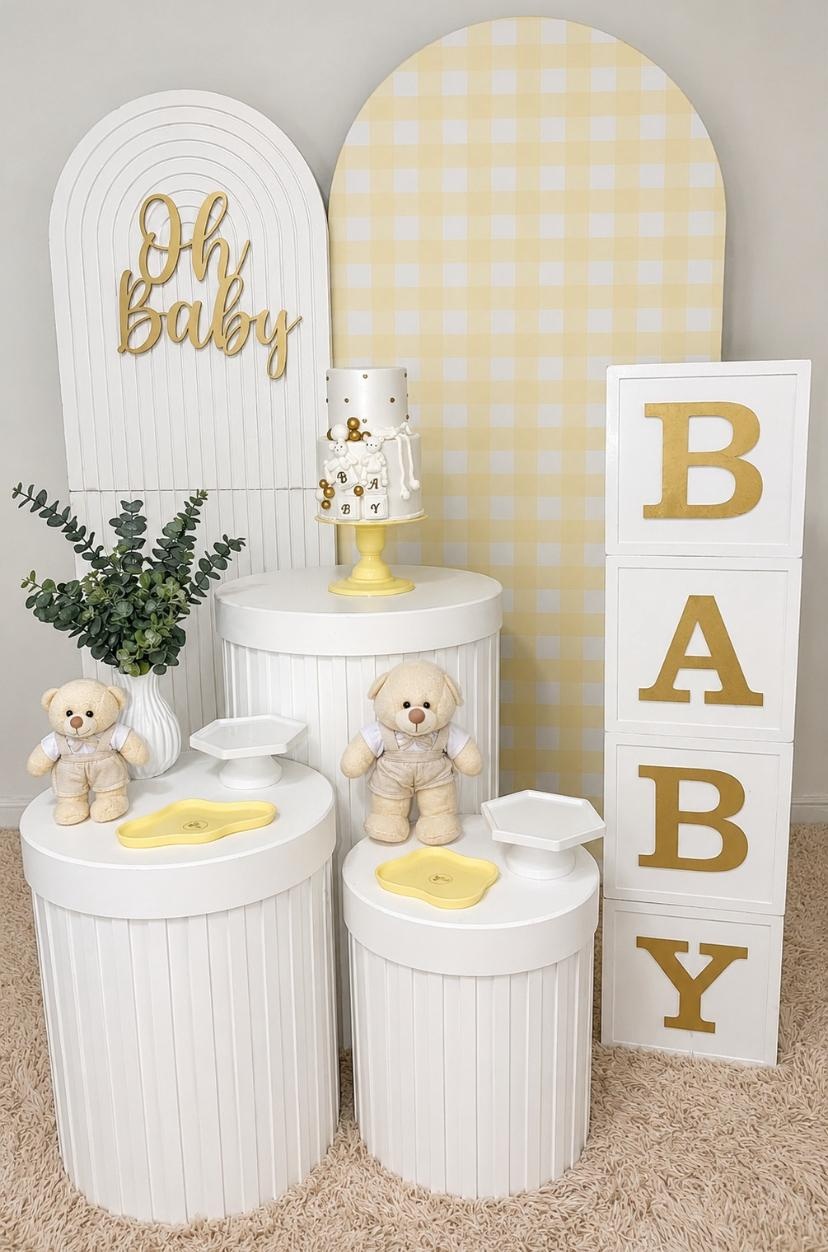 Kit Chá de Bebê M Amarelo - Ki_decoração 