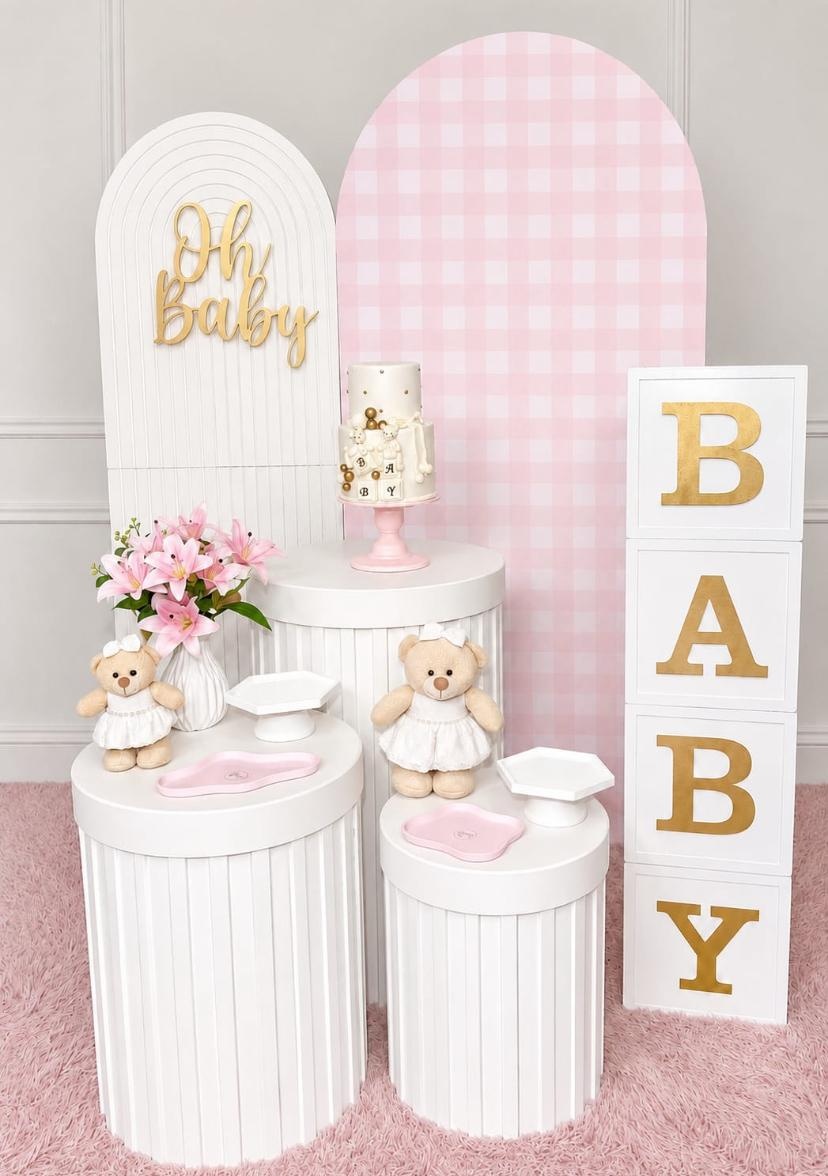 Kit Chá de Bebê M Rosa - Ki_decoração 