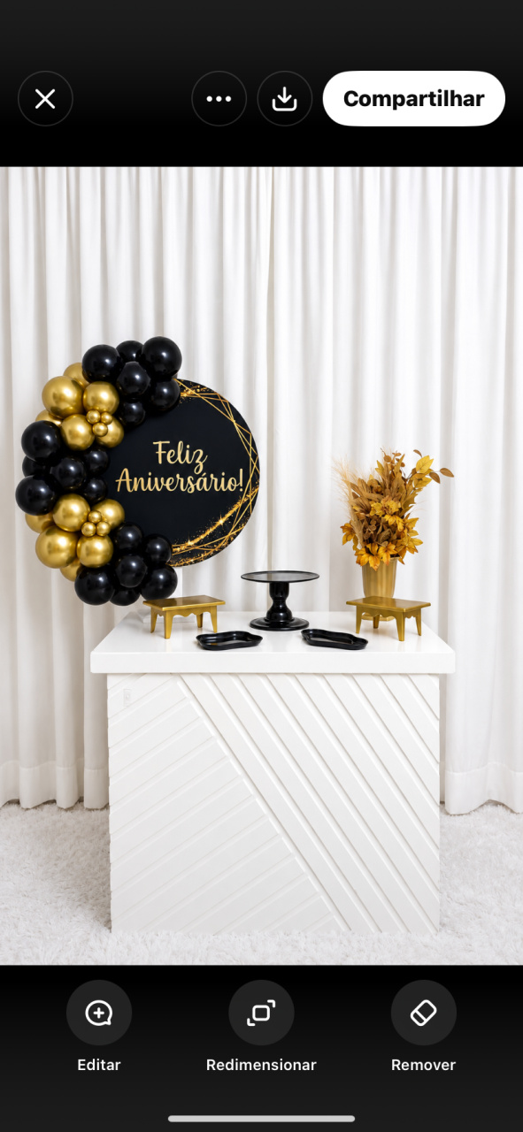 Kit Happy Birthday Preto/Dourado (Ouro Plus) - Ki_decoração 