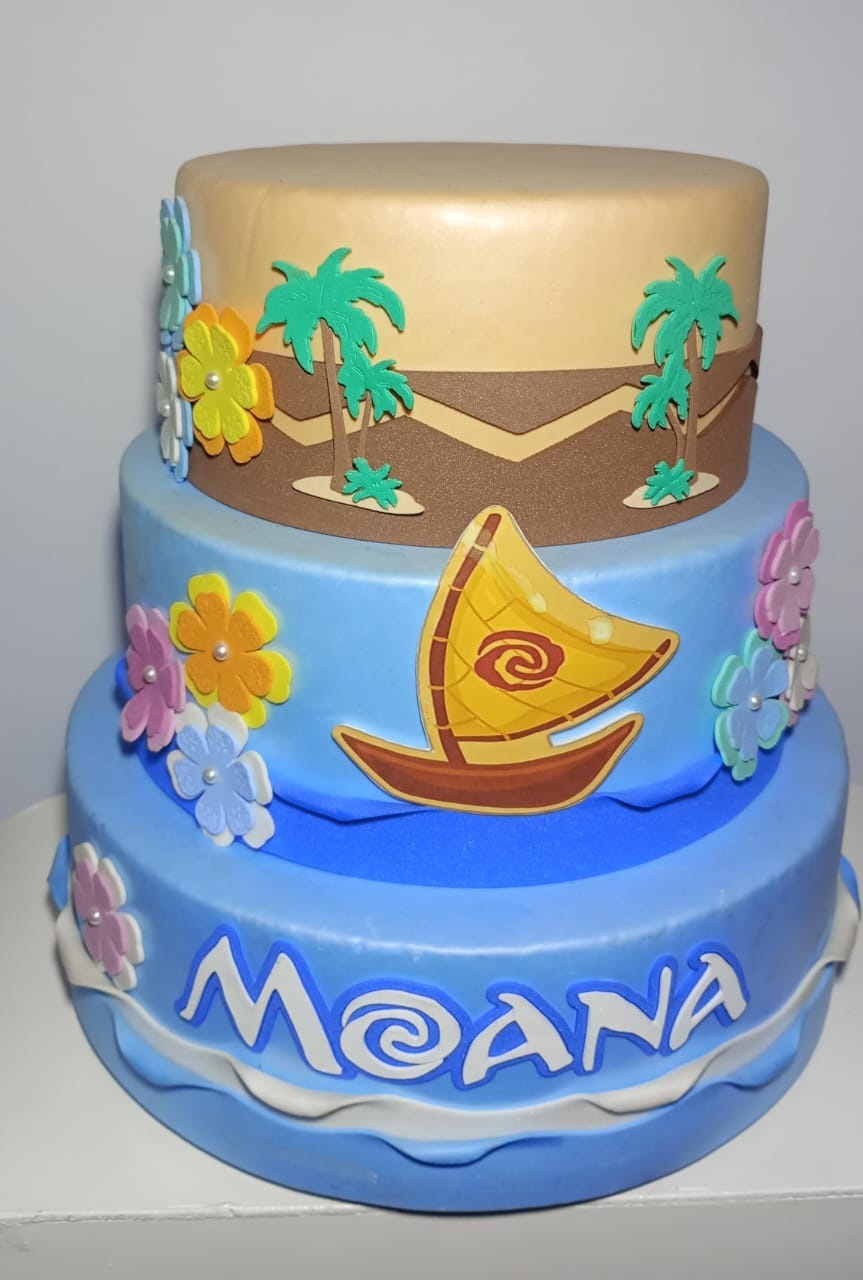 Bolo Fake Moana - Ki_decoração 