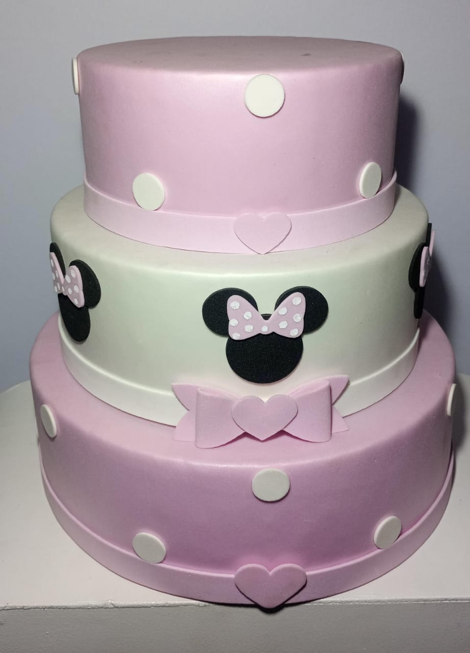 Bolo Fake Minnie Rosa - Ki_decoração 