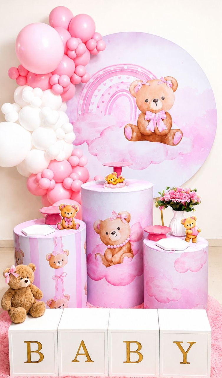 Kit Ursinha Rosa - Ki_decoração 