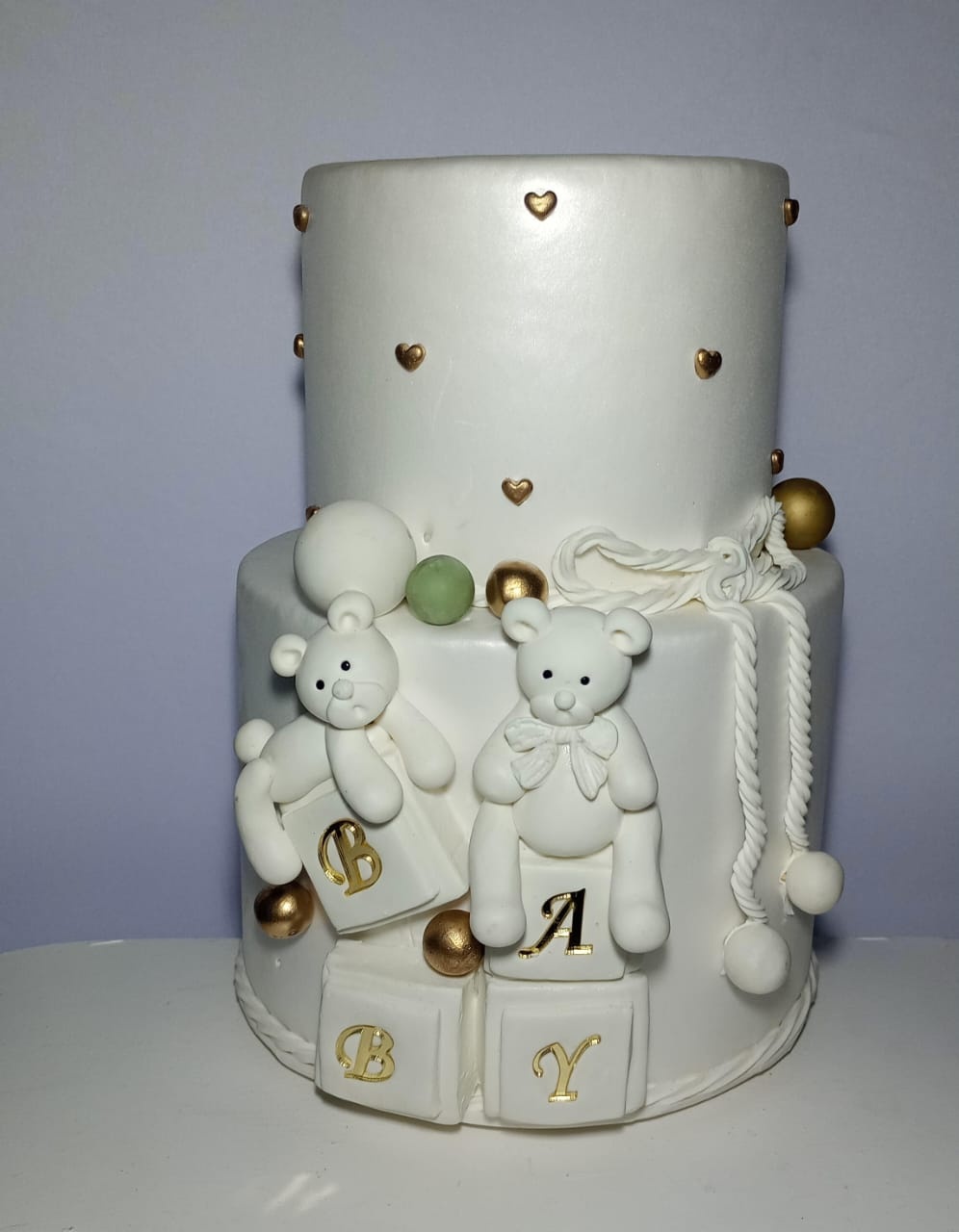Bolo Fake Batizado Branco - Ki_decoração 