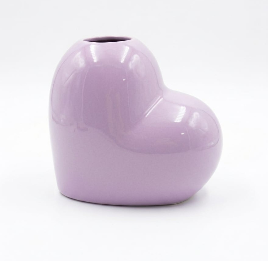 Vaso Ceramica Coração G Lilas - Jardim de Sonhos