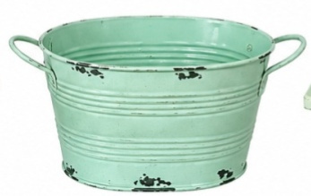Cachepot Metal Verde Menta Oval - Jardim de Sonhos