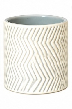 Cachepot Ceramica Zig Zag Cinza G - Jardim de Sonhos