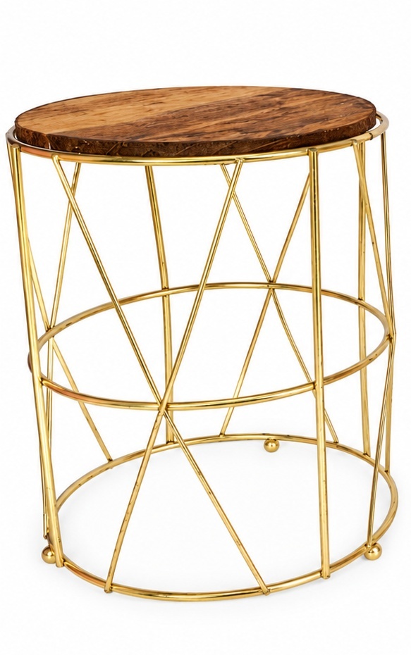 Suporte Dourado Tambor Tampa Pinus G - Jardim de Sonhos
