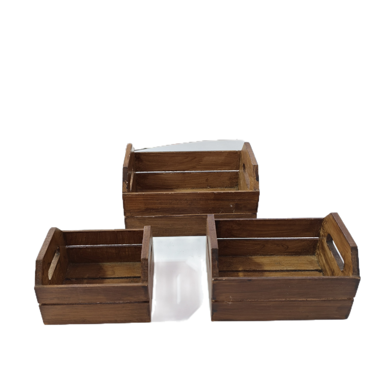 Trio Caixotes Pmg Rustico Com Alça - Jardim de Sonhos