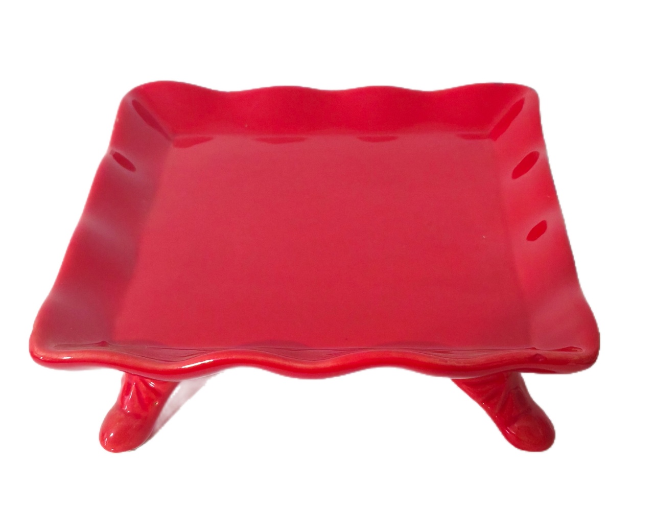 Bandeja Quadrada Babado Vermelho - Jardim de Sonhos