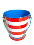 Cachepot Balde Metal Vermelho Listrado - imagem 2