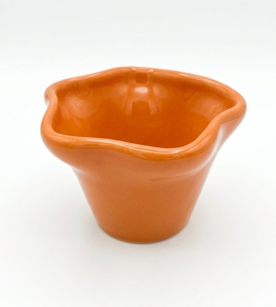 Vaso Cachepot Ceramica Ondulado Laranja Pp - Jardim de Sonhos