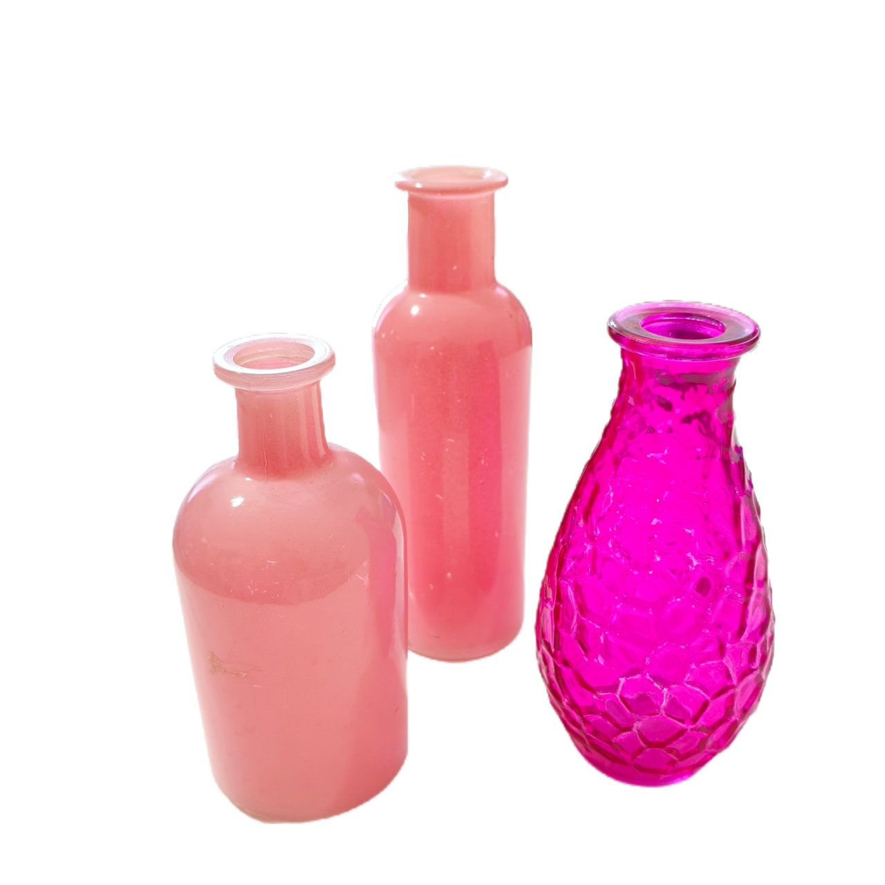 Garrafas de Vidro Sortidas Rosa/Pink - Jardim de Sonhos