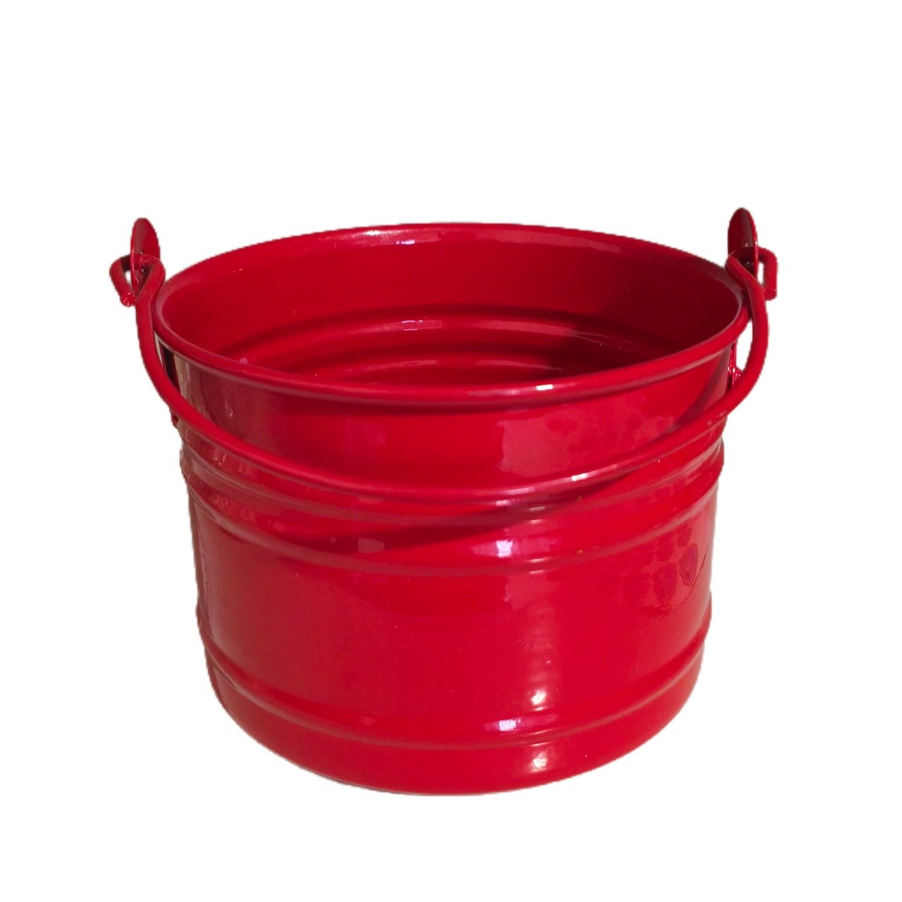 Cachepot Balde Metal Vermelho - Jardim de Sonhos