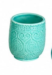 Mini Cachepot Ceramica Imperio Verde Agua - Jardim de Sonhos