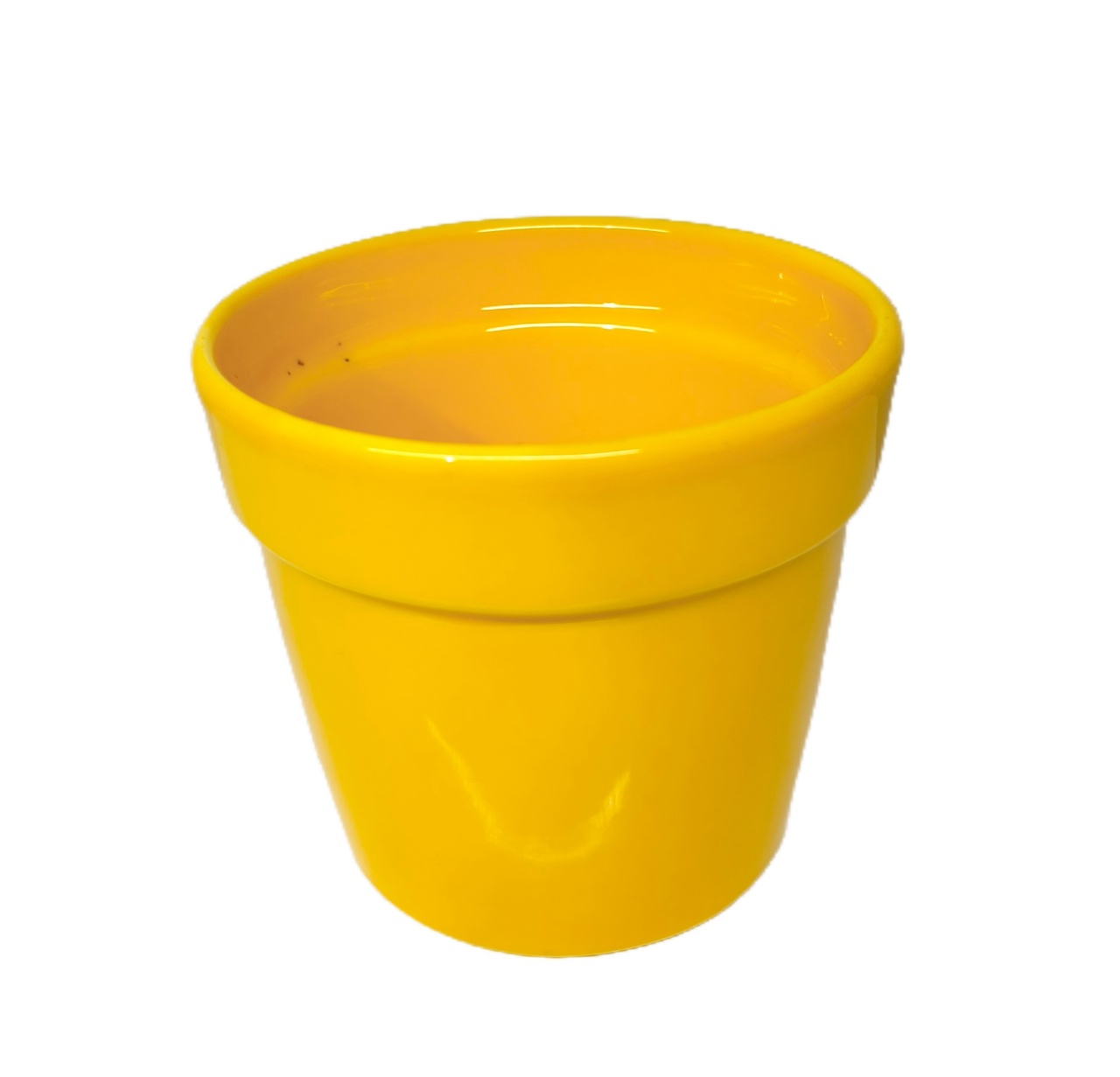 Cachepot Ceramica Com Borda Amarelo - Jardim de Sonhos