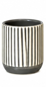 Vaso Ceramica Riscado Cinza Pp - Jardim de Sonhos