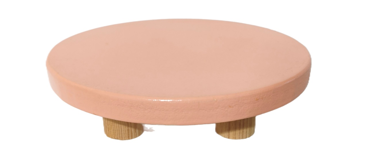Bandeja Redonda Mdf Tres Pes Pessego - Jardim de Sonhos
