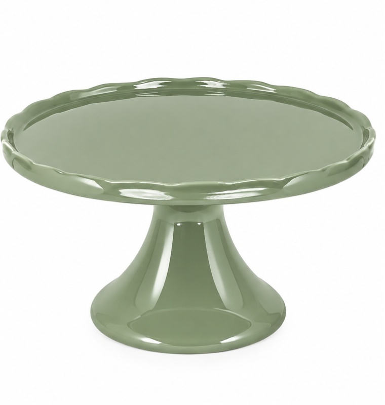 Bandeja Cerâmica Borda Babado Verde Menta - Jardim de Sonhos