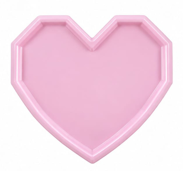 Bandeja Coração Sextavada Rosa Plastico - Jardim de Sonhos