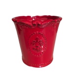 Cachepot Ceramica Brasão Borda Trabalhada Vermelho P - imagem 1