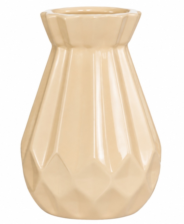 Vaso Elegance Ceramica Bege - Jardim de Sonhos