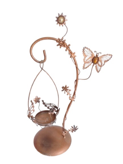 Suporte Vela Rose Gold Borboleta - Jardim de Sonhos