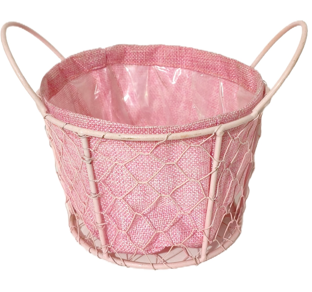 Cachepot Cesto Telado Rosa Claro - Jardim de Sonhos