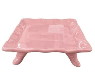 Bandeja Quadrada Babado Rosa Claro - Jardim de Sonhos