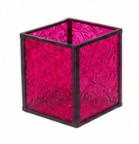 Vaso Quadrado de Vidro Pink - Jardim de Sonhos