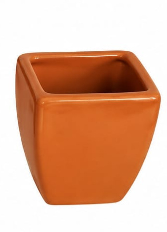 Mini Cachepot Ceramica Quadrado Marrom - Jardim de Sonhos