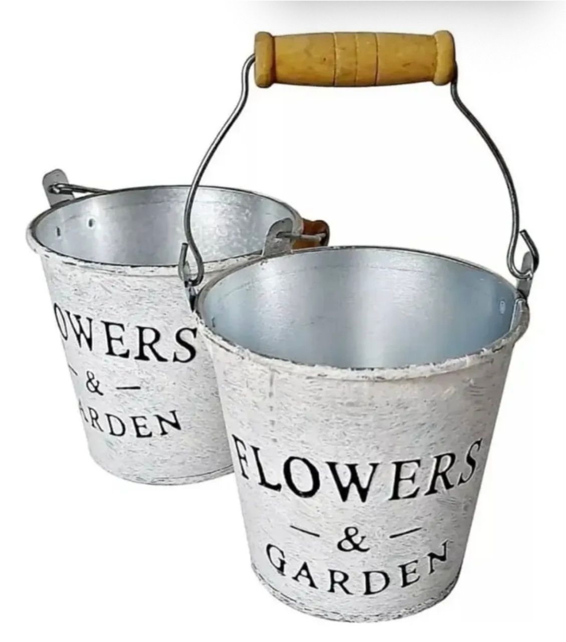 Cachepot Metal Branco Flowers & Garden - Jardim de Sonhos