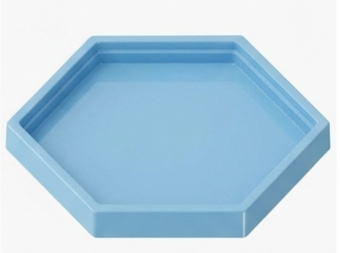 Bandeja Sextavada Azul Claro Plastico - Jardim de Sonhos