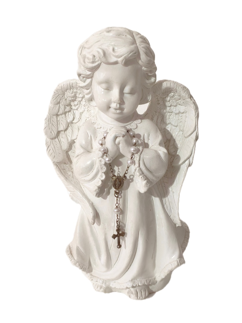 Anjo Branco Em Pé Cerâmica - Jardim de Sonhos