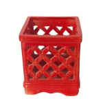 Vaso Cerâmica Quadrado Vazado Vermelho - imagem 2