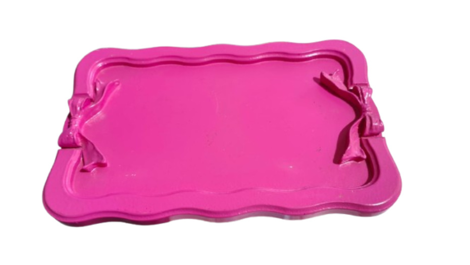 Bandeja Ret. Mdf Laço Pink - Jardim de Sonhos
