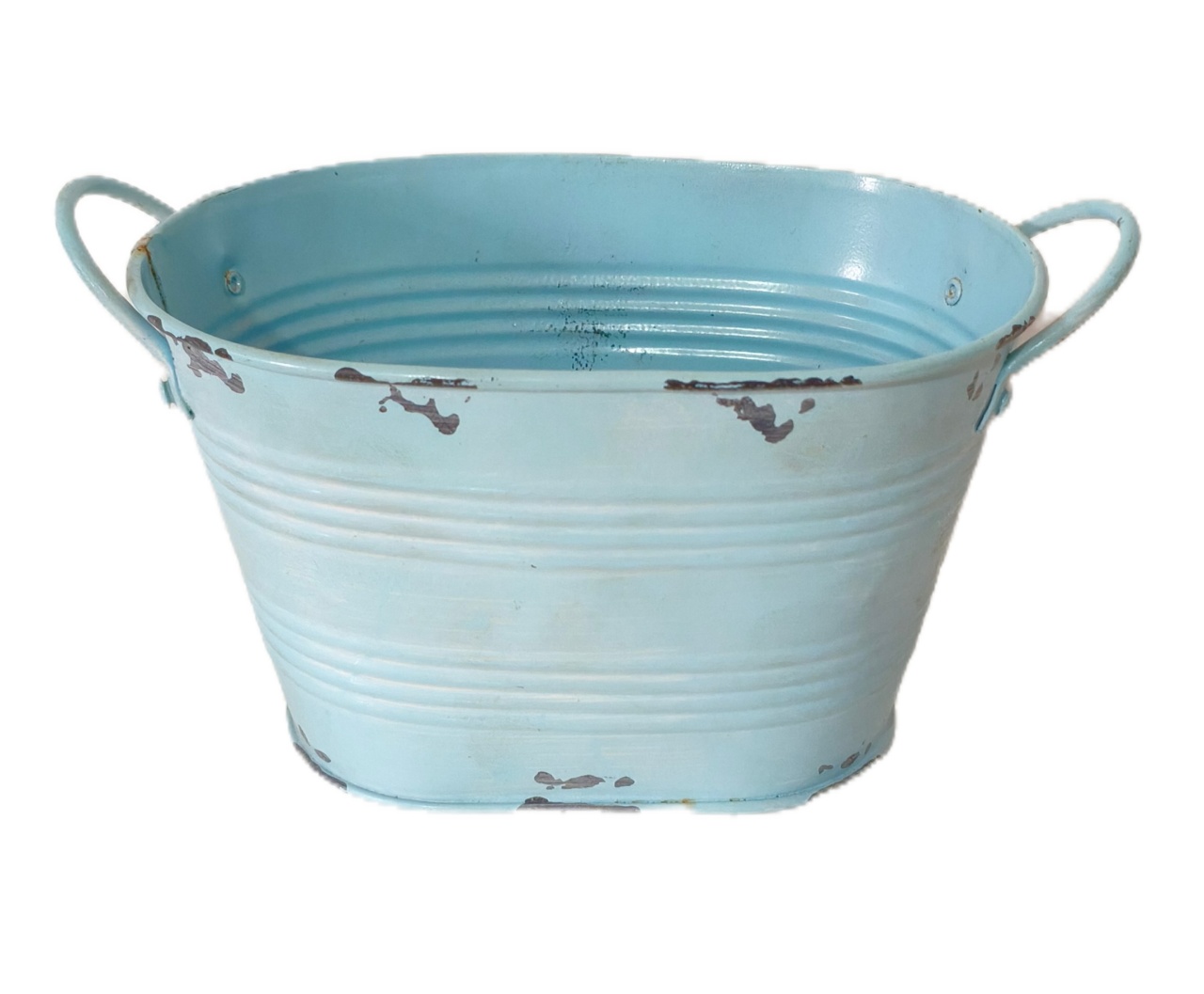 Cachepot Metal Azul Claro Oval - Jardim de Sonhos
