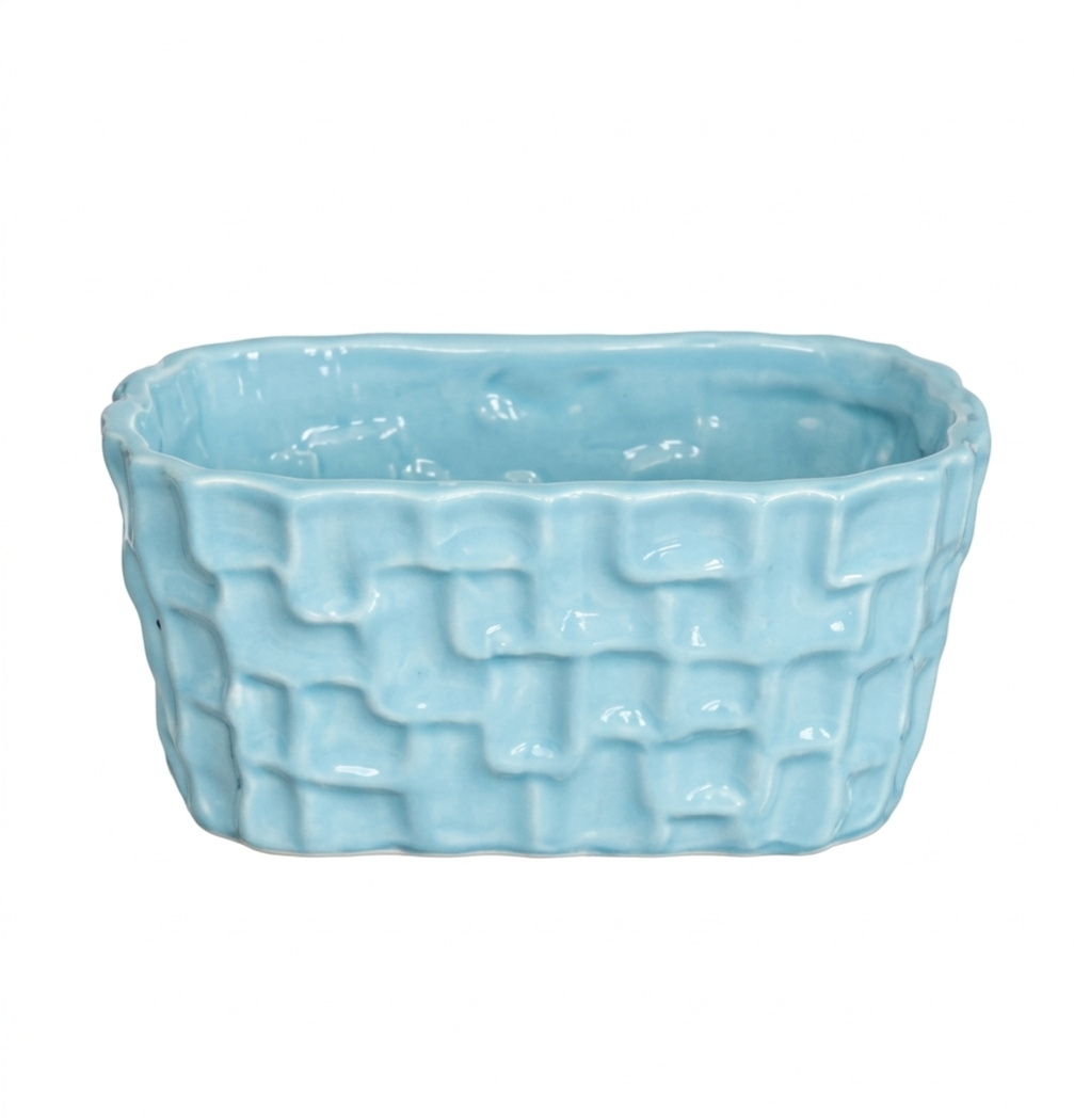 Cachepot Ceramica Oval Azul Claro - Jardim de Sonhos