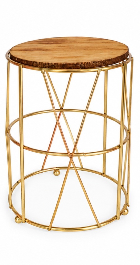 Suporte Dourado Tambor Tampa Pinus P - Jardim de Sonhos