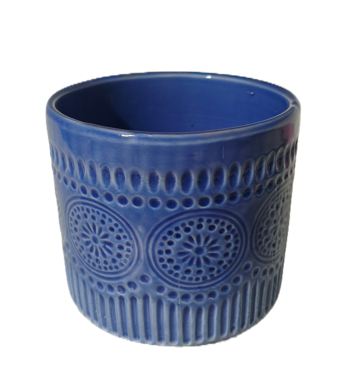 Cachepot Ceramica Margarida Azul Escuro - Jardim de Sonhos