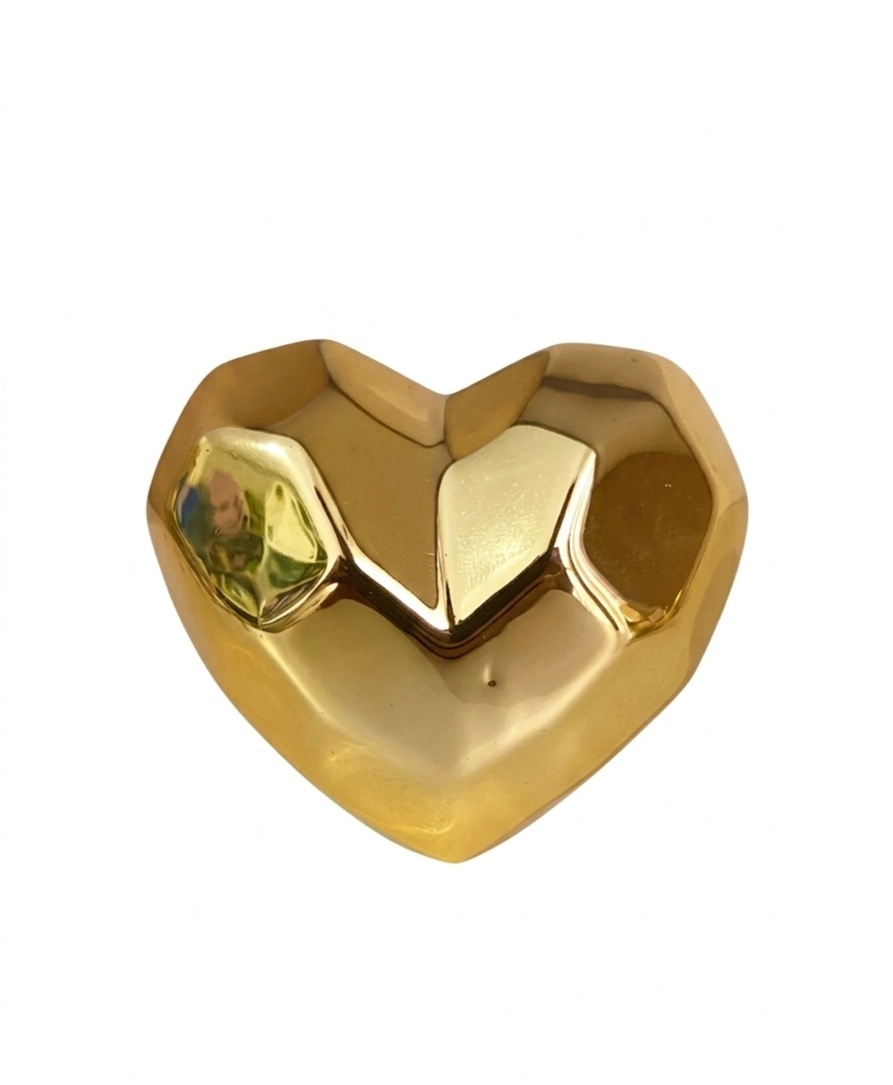 Coração Ceramica Sextavado Dourado - Jardim de Sonhos