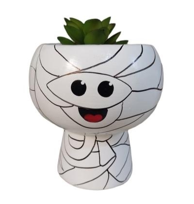 Vaso Halloween Mumia Cerâmica - Jardim de Sonhos