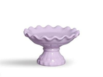 Boleira Ceramica Borda Babado Lilas P - Jardim de Sonhos