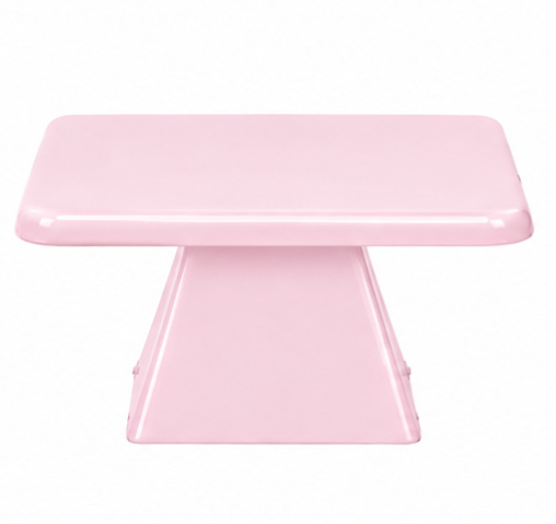 Bandeja Plastica Baixa Pé Quadrado Rosa Claro - Jardim de Sonhos