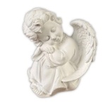 Anjo Branco Apoiado Aos Joelhos Cerâmica - imagem 2