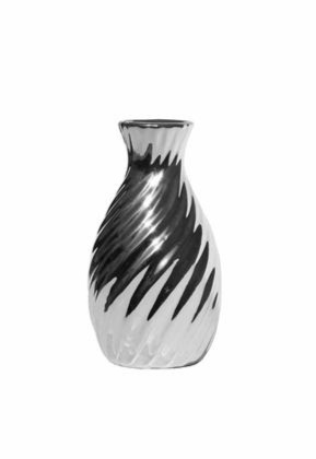 Vaso Ceramica Torcido Prata Pp - Jardim de Sonhos
