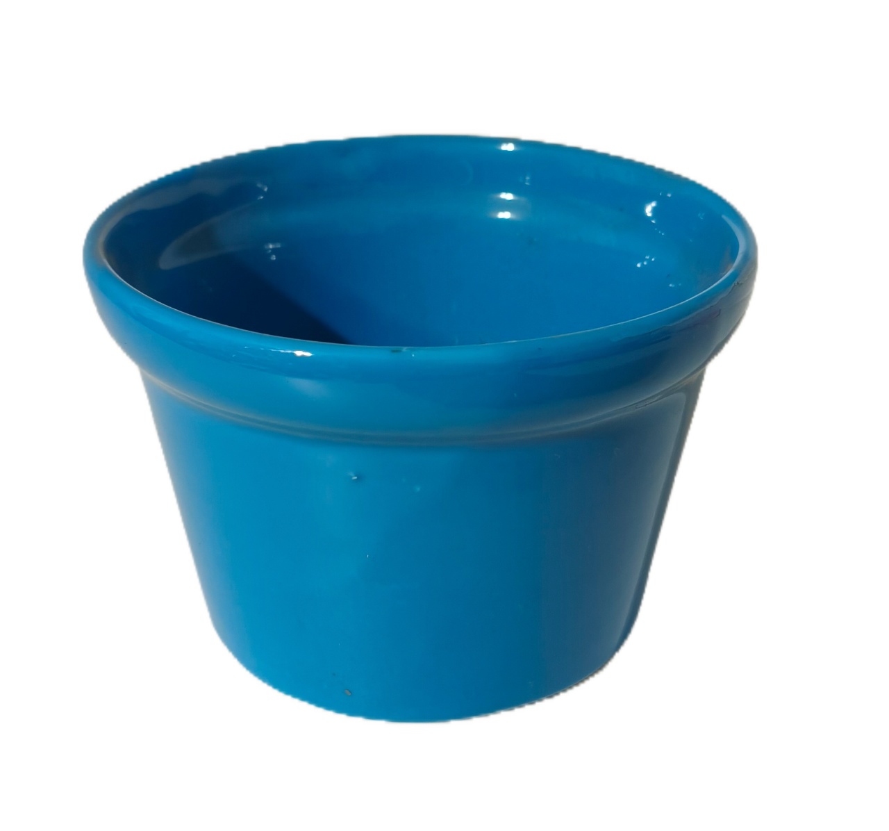 Cachepot Ceramica Com Borda Azul Escuro - Jardim de Sonhos