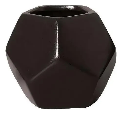 Vaso Geometrico Cerâmica Preto - Jardim de Sonhos
