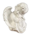 Anjo Branco Apoiado Aos Joelhos Cerâmica - imagem 1