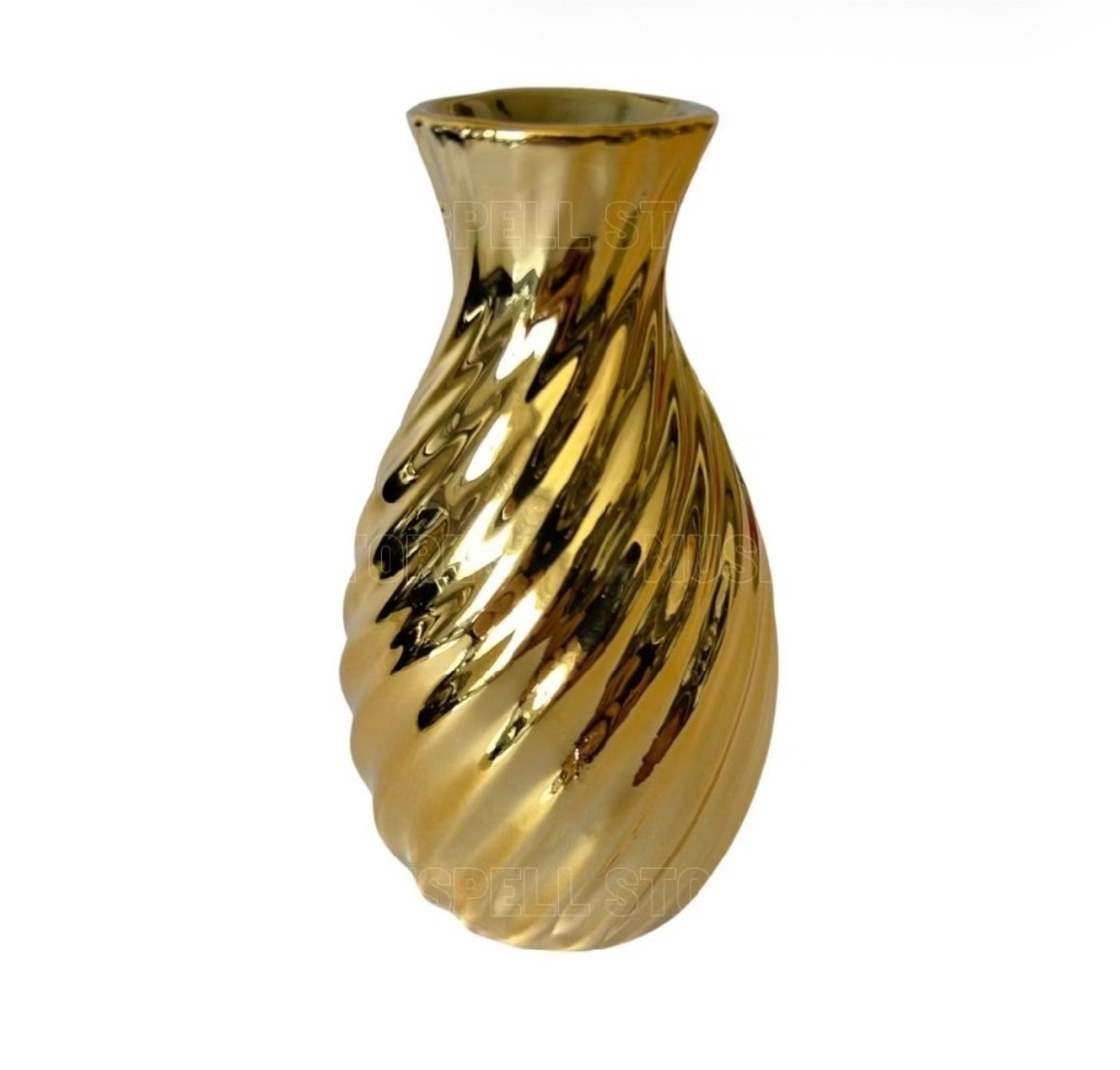 Vaso Ceramica Torcido Dourado Pp - Jardim de Sonhos