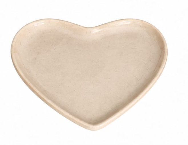 Bandeja Ceramica Coração Bege - Jardim de Sonhos